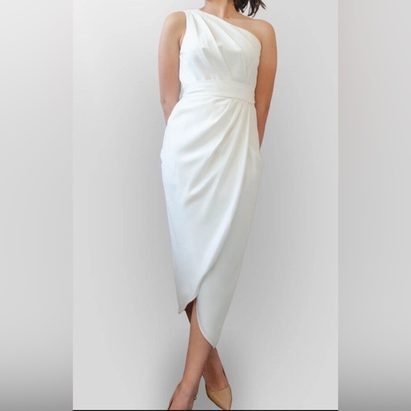 Ted Baker White One-Shoulder Midi Dress - Picture 2 of 16